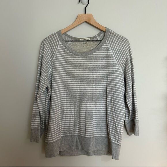 James Perse 100% Cotton Grey/White Striped Sweater - Picture 1 of 7